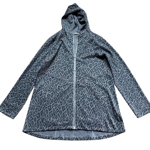 Soft Surroundings Size S Womens Gray Lyra Leopard Print Full Zip Hoodie - Picture 2 of 16